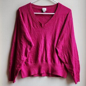 A New Day Hot Pink V-Neck Sweater Size Medium